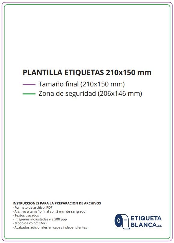 Etiquetas para sacos 25 Kg Personalizadas Tamaño 210X150 Polipropileno blanco