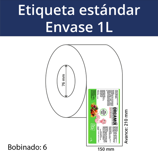 Etiquetas tamaño estándar envases 1 L