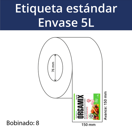 Etiquetas tamaño estándar envases 5 L