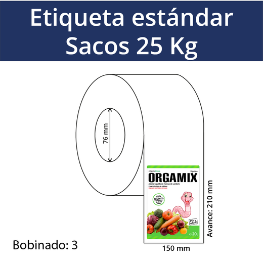Etiqueta para sacos 25 Kg